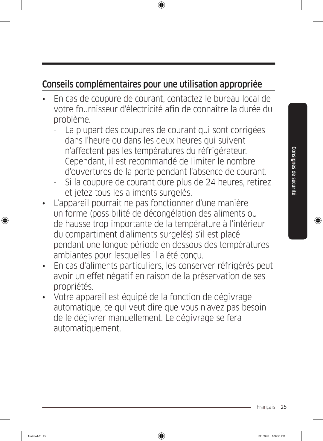 Samsung RT50K6370SL/ZA, RT50K6360SP/SG, RT46K6030S8/SG manual Conseils complémentaires pour une utilisation appropriée 