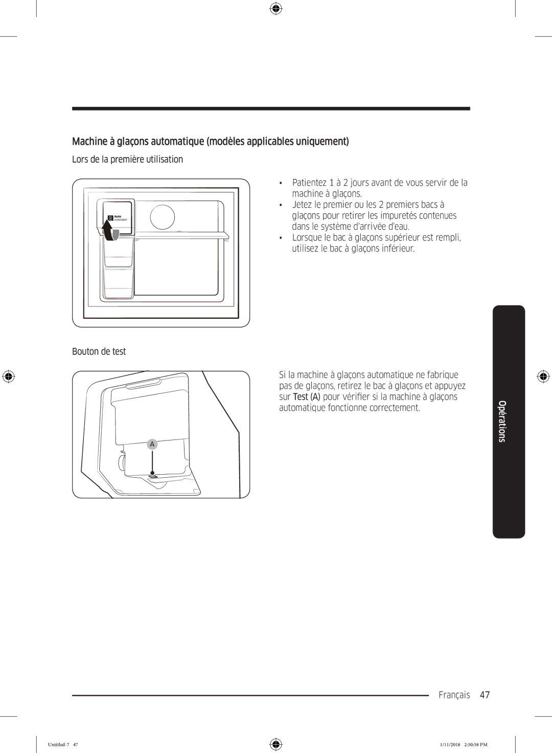 Samsung RT46K6370SL/ZA, RT50K6360SP/SG, RT46K6030S8/SG manual Machine à glaçons automatique modèles applicables uniquement 