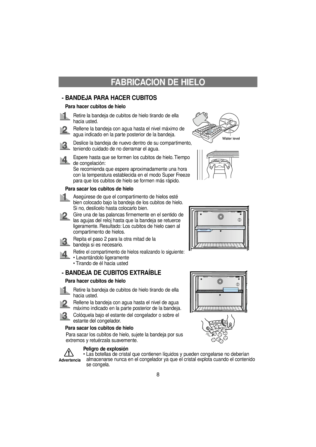 Samsung RT53EAMT1/XEF, RT53EAMT1/XES Fabricacion DE Hielo, Para hacer cubitos de hielo, Para sacar los cubitos de hielo 