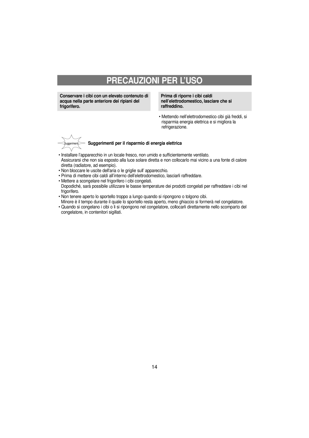 Samsung RT53ECMT1/XET, RT53EANB1/XET, RT53EATG1/XET, RT53ECSM1/XET manual Precauzioni PER L’USO 