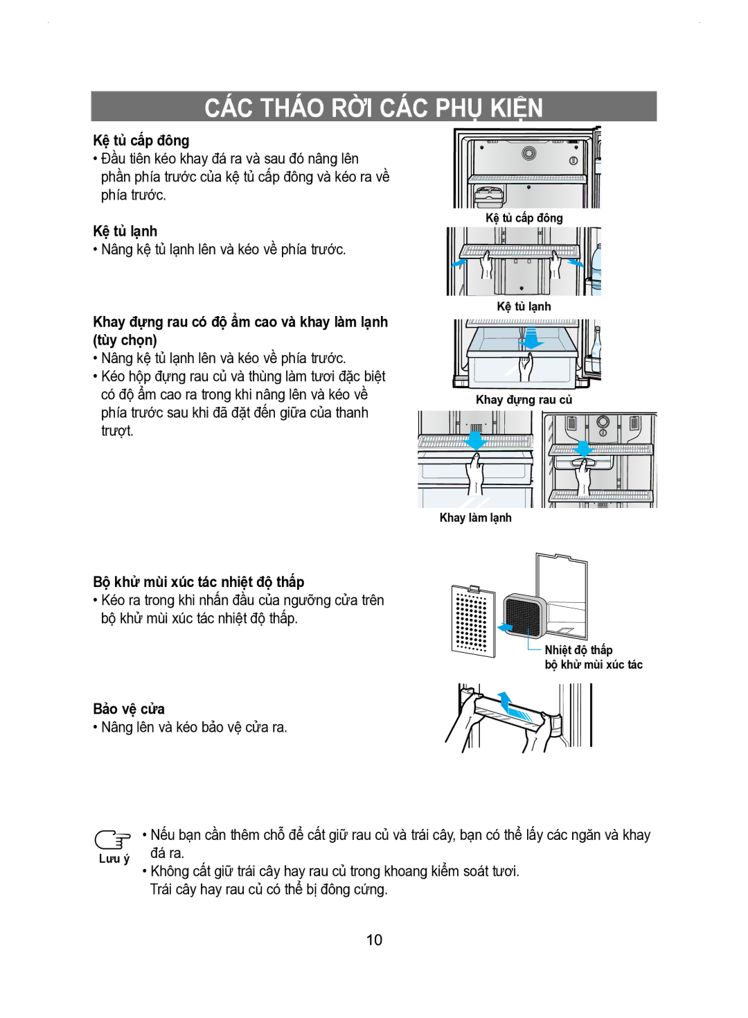 Samsung RT53EASM1/XSV manual CÁC Tháo RỜI CÁC PHỤ Kiện 