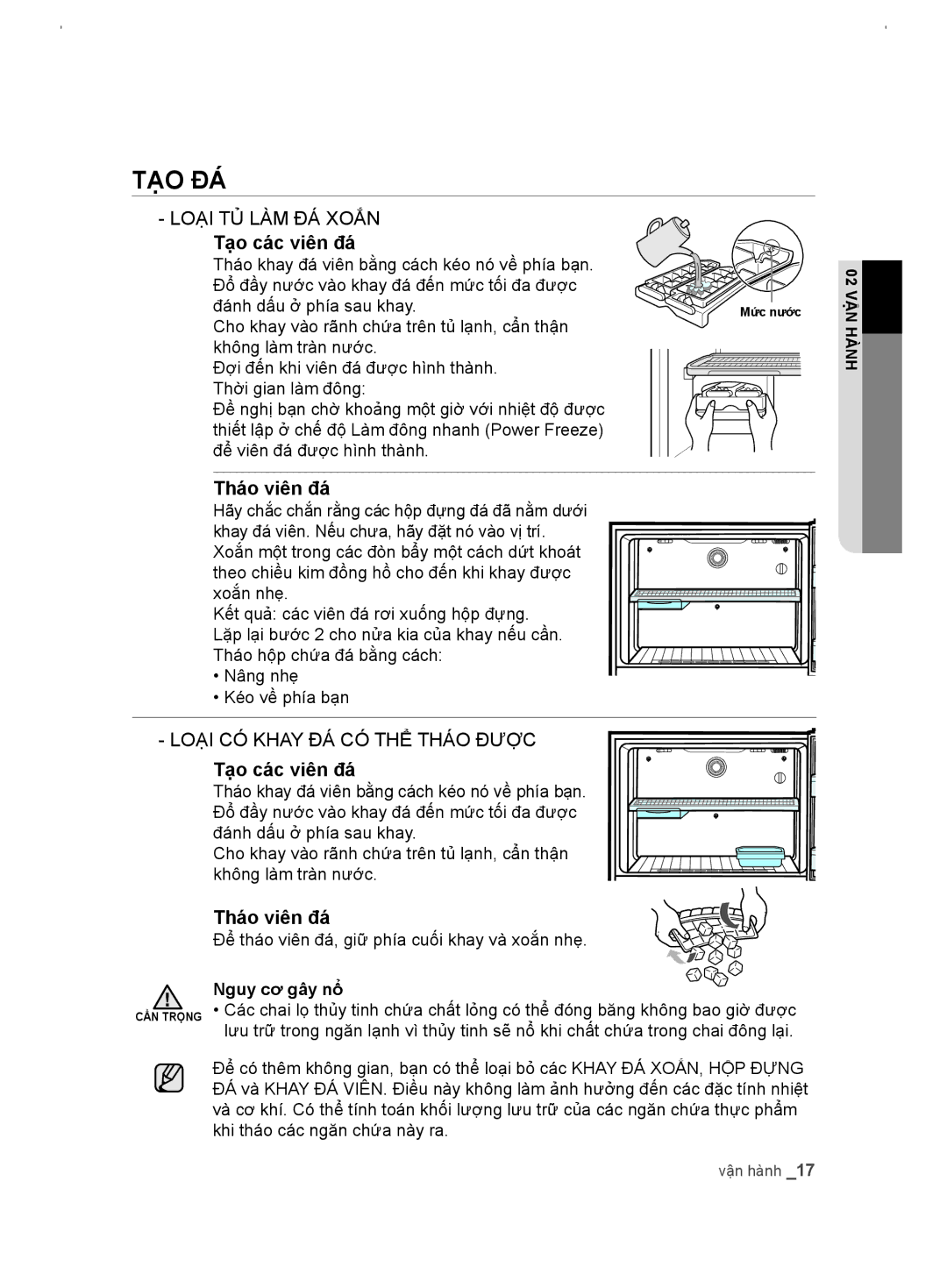 Samsung RT54EBPN1/XSV manual Tạo đá, Tạo các viên đá, Tháo viên đá 