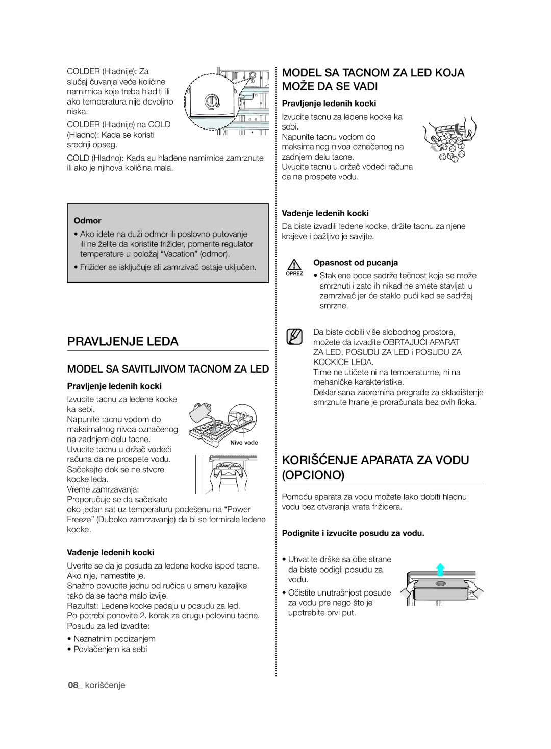 Samsung RT63EBSM1/EUR PRaVljenje leda, KoRišĆenje apaRaTa Za VodU opCiono, Model SA Tacnom ZA LED Koja Može DA SE Vadi 