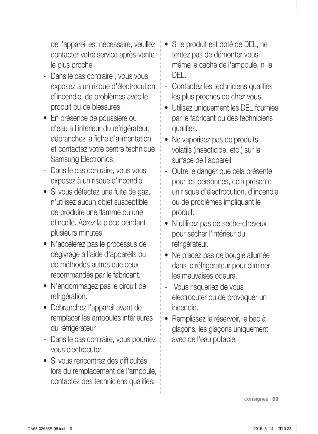 Samsung RT5562DTBSP/EF, RT5572DTBSP/EF, RT5582ATBSP/EF, RT5982ATBEF/EF, RT5983ATBSL/EF, RT5585ATBSP/ES manual Consignes 