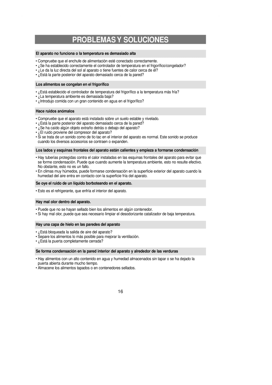 Samsung RT62EASW1/FAL, RT58EAMT1/MAR manual Problemas Y Soluciones 