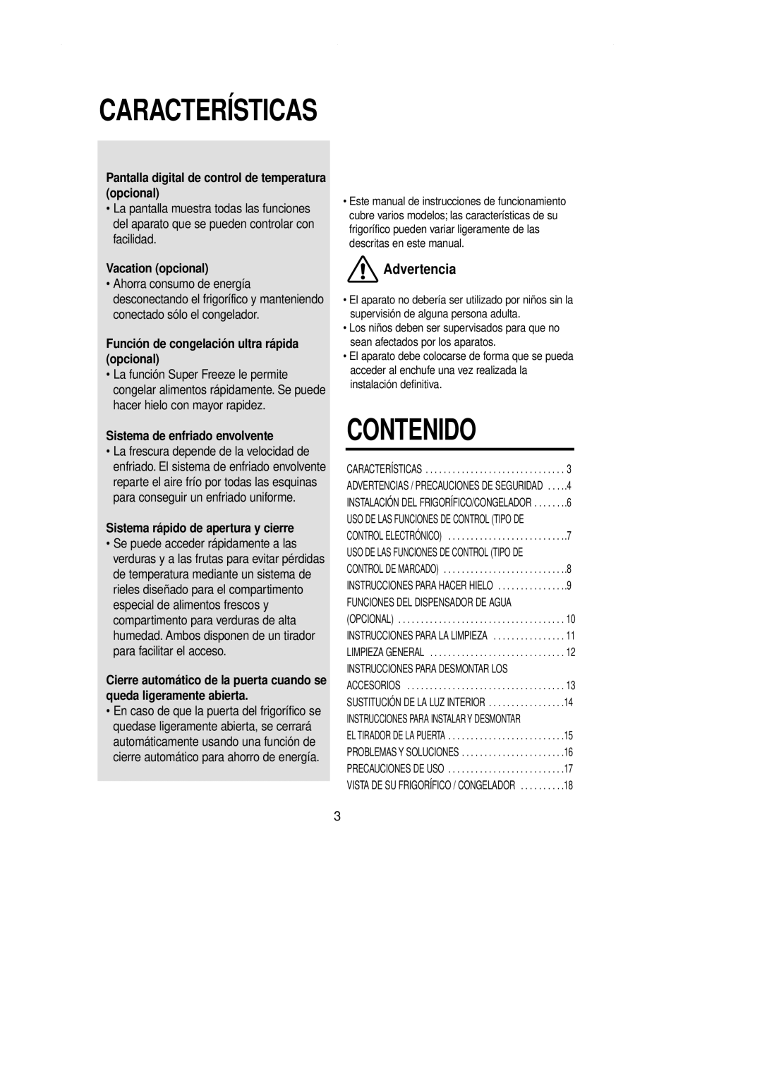 Samsung RT58EAMT1/MAR, RT62EASW1/FAL manual Pantalla digital de control de temperatura opcional, Vacation opcional 