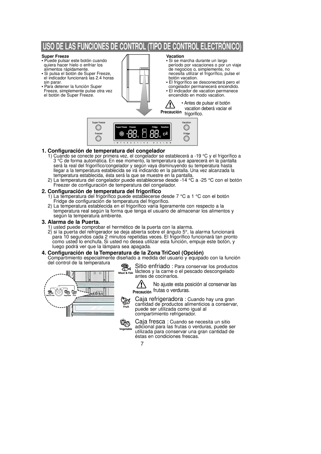 Samsung RT58EAMT1/MAR manual Configuración de temperatura del congelador, Configuración de temperatura del frigorífico 