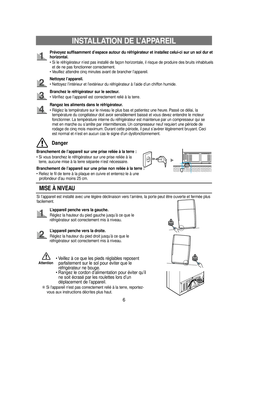 Samsung RT58EASM1/XEF manual Installation DE L’APPAREIL 