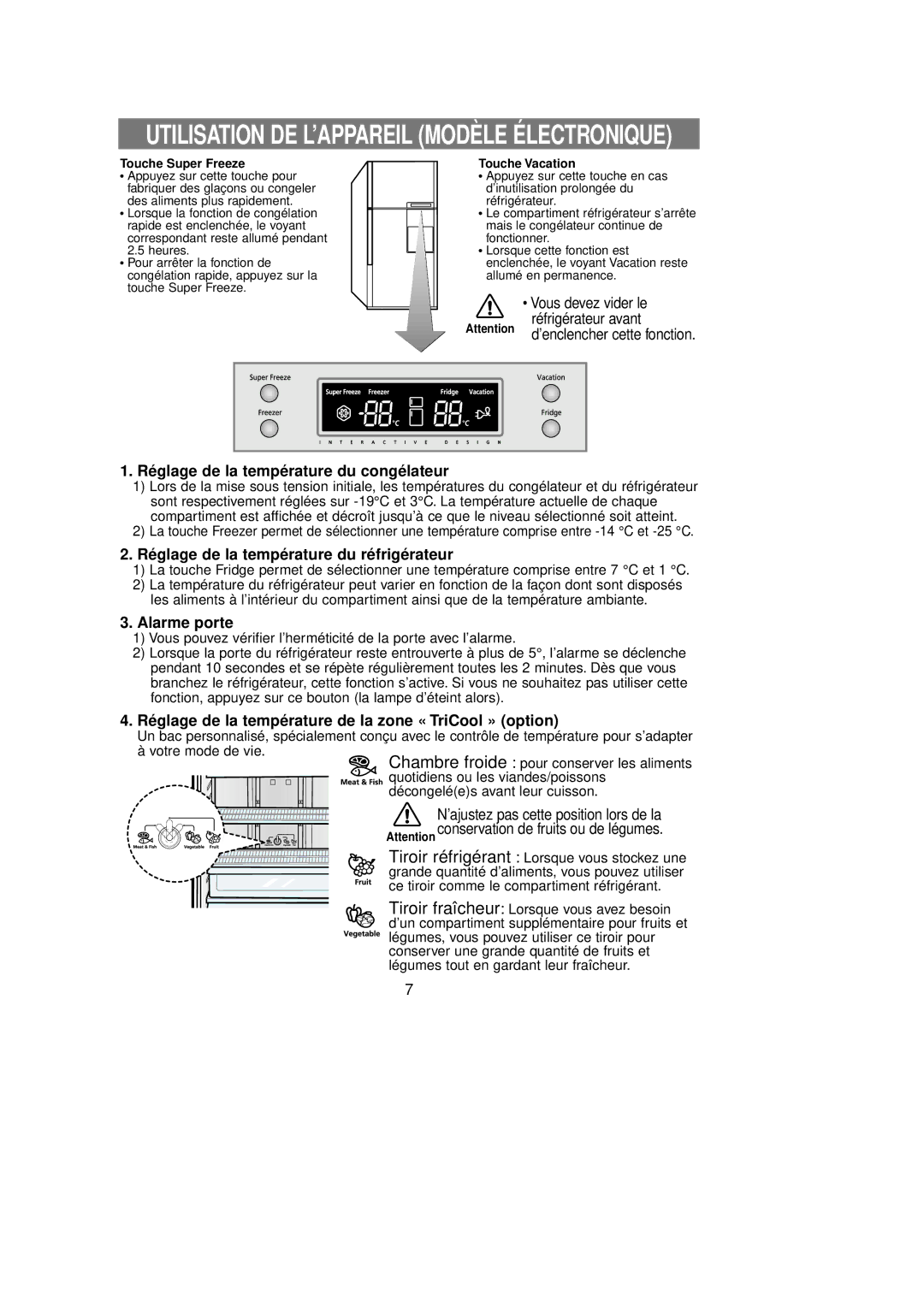 Samsung RT58EASM1/XEF manual Utilisation DE L’APPAREIL Modèle Électronique 