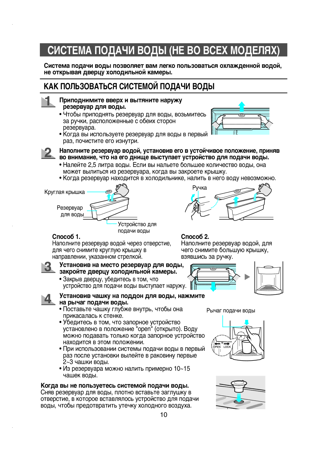 Samsung RT58MANB1/BUS manual ËàëíÖåÄ èéÑÄóà ÇéÑõ çÖ Çé ÇëÖï åéÑÖãüï, ËÔÓ‰ÌËÏËÚÂ ‚‚Âı Ë ‚˚ÚﬂÌËÚÂ Ì‡ÛÊÛ ÂÁÂ‚Û‡ ‰Îﬂ ‚Ó‰˚ 