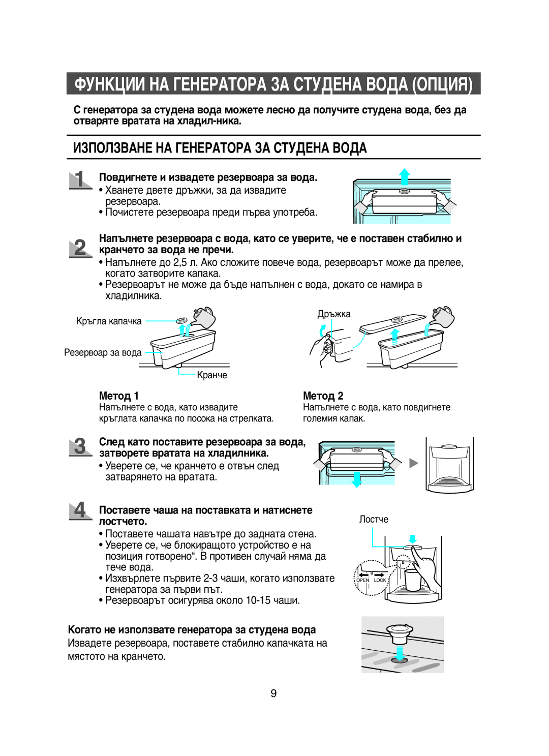 Samsung RT58WASM1/XEH manual Îìçäñàà çÄ ÉÖçÖêÄíéêÄ áÄ ëíìÑÖçÄ ÇéÑÄ éèñàü, Èó‚‰Ë„Ìâúâ Ë Ëá‚‡‰Âúâ Âáâ‚Ó‡‡ Á‡ ‚Ó‰‡, Åâúó‰ 