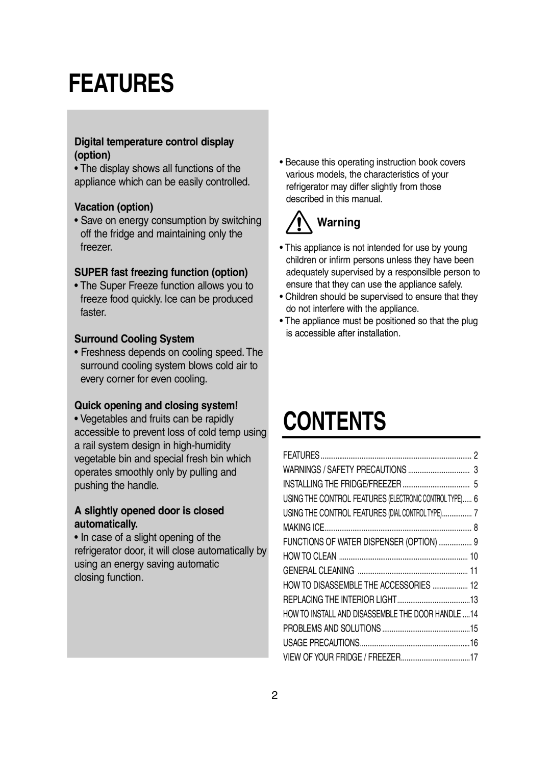 Samsung RT58WASM1/BUL, RT58WASM1/XEH manual Features 