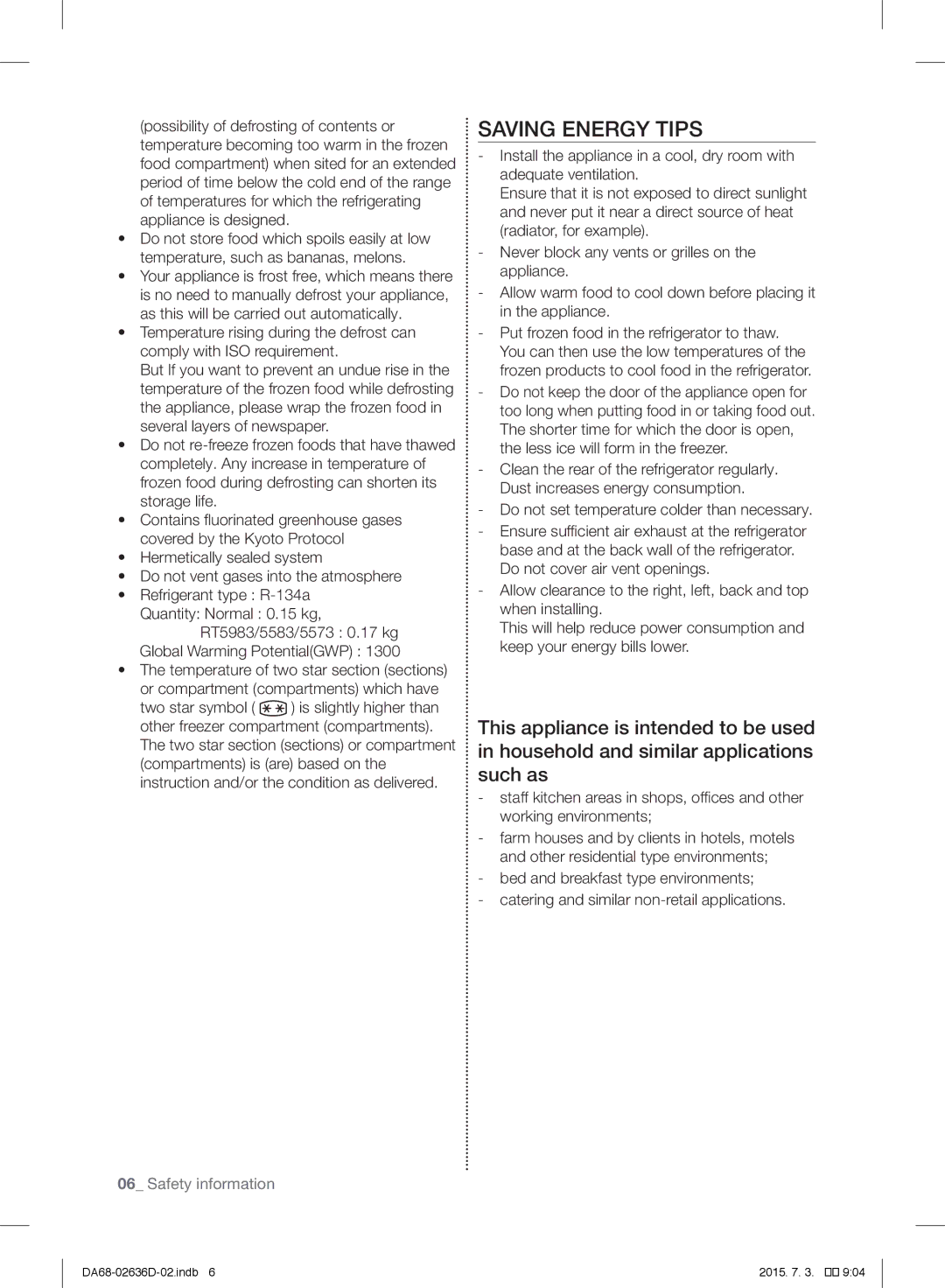 Samsung RT5562DTBWW/ML, RT5962DTBSP/ML, RT5562DTBSP/ML, RT5962DTBWW/ML manual Saving Energy Tips 