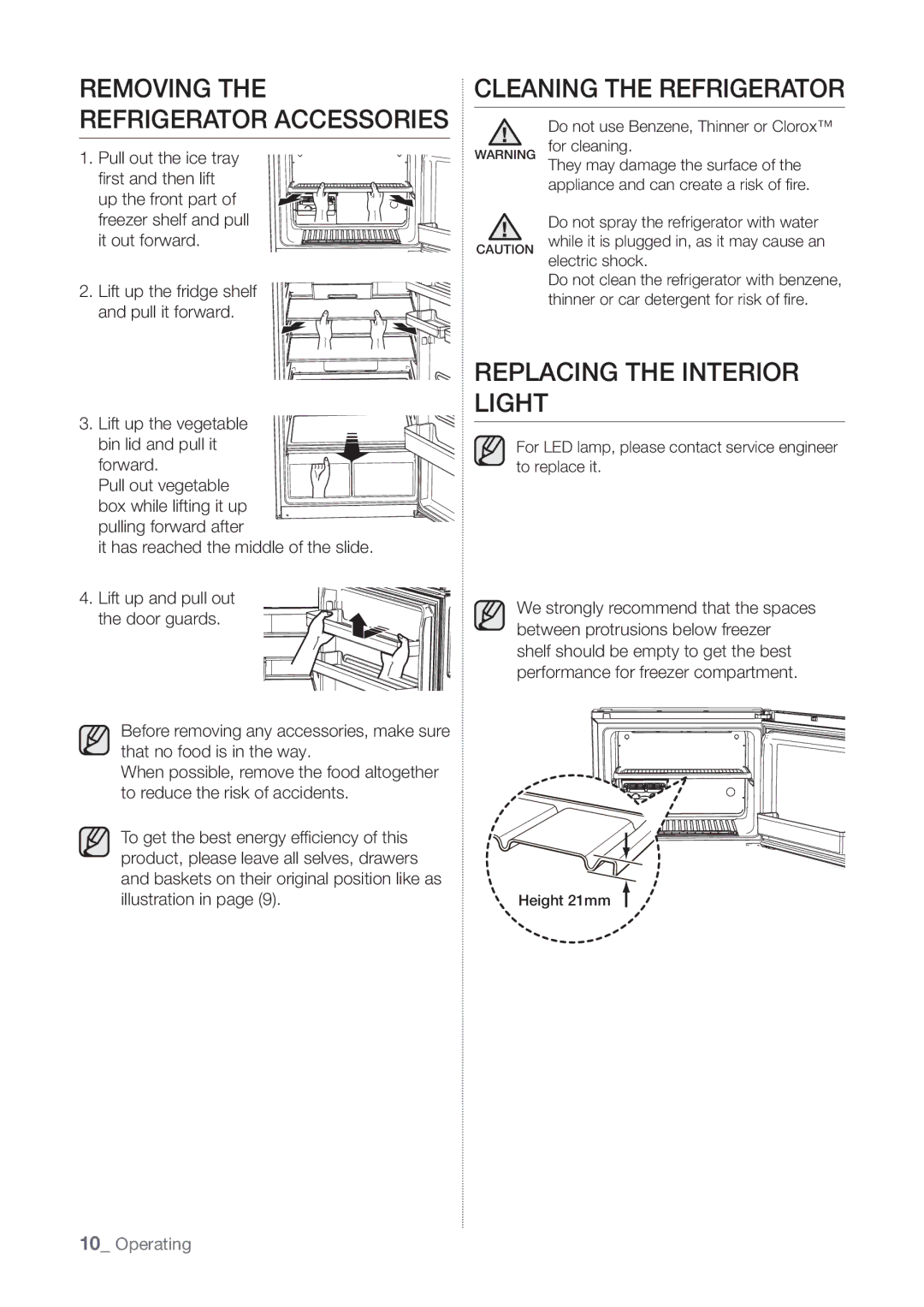 Samsung RT60KSRSL1/SML manual Cleaning the Refrigerator, Removing the Refrigerator Accessories 