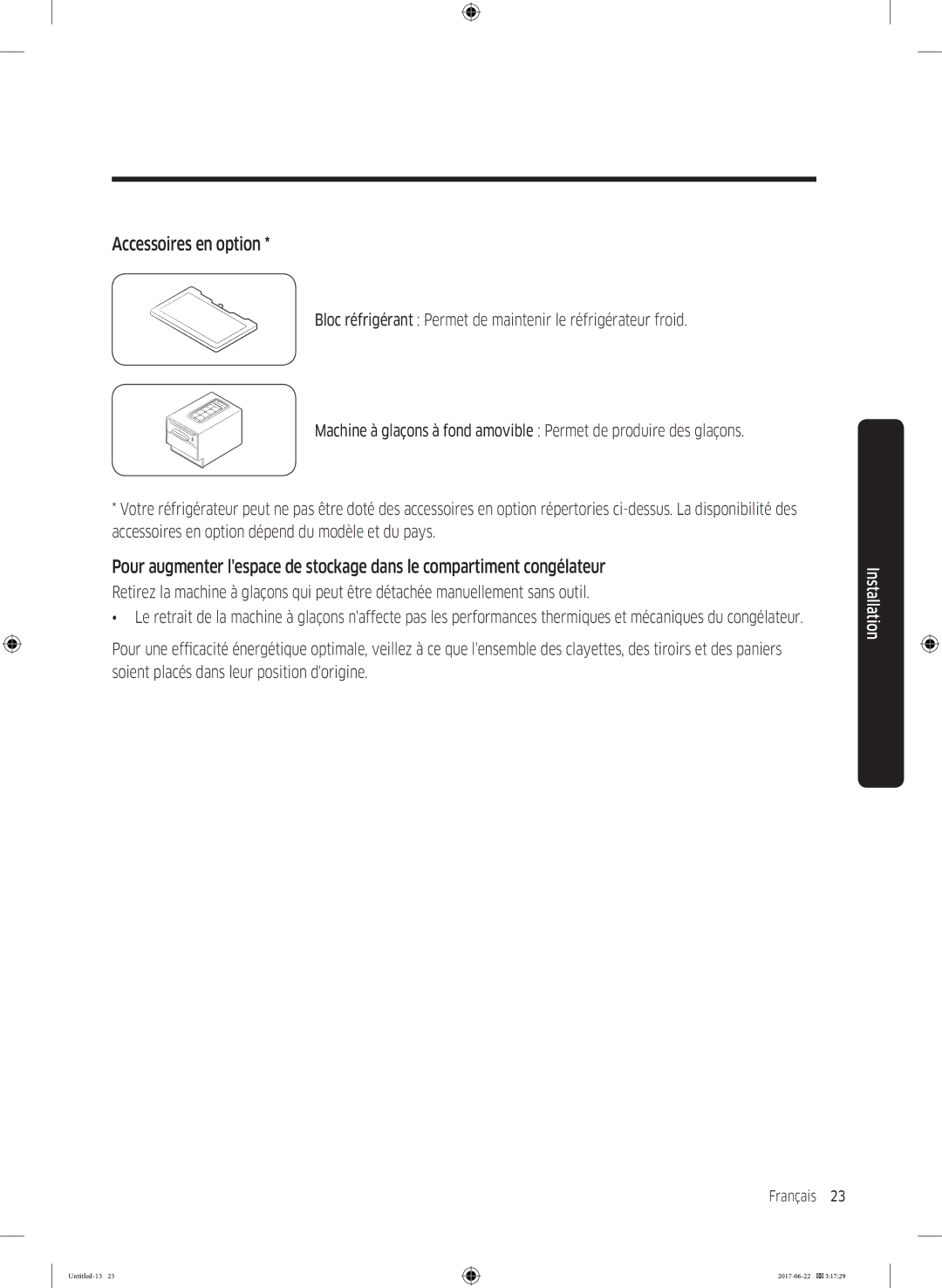 Samsung RT58K7100S9/EF, RT62K7110S9/EF manual Accessoires en option 