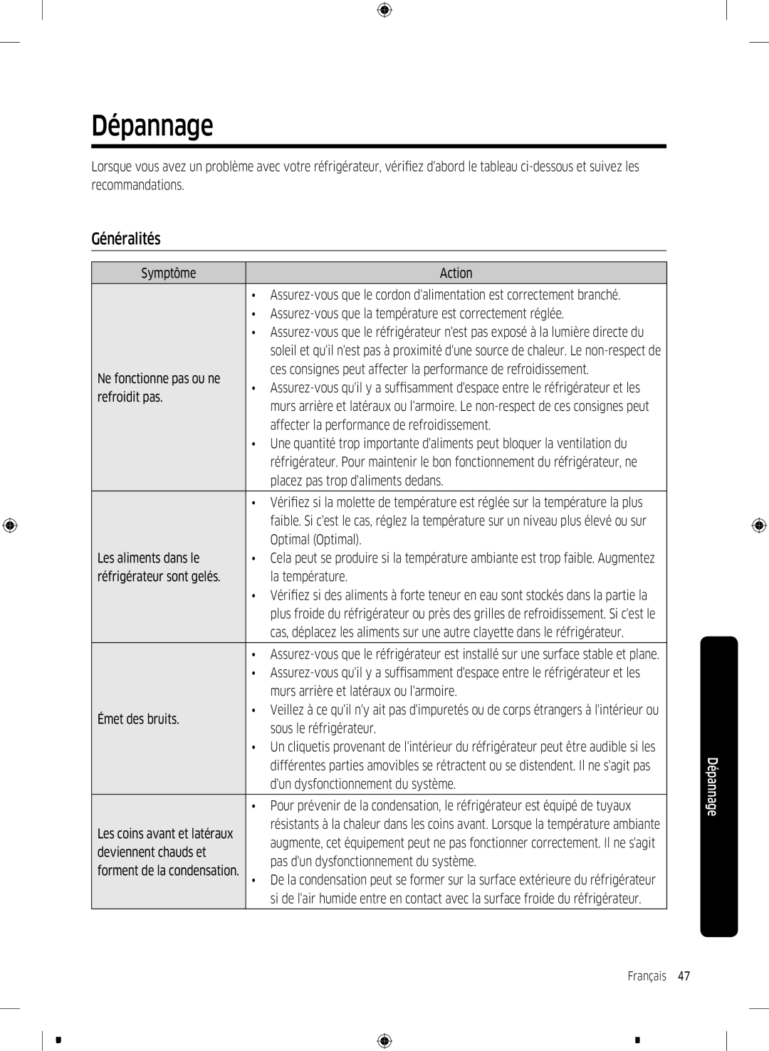 Samsung RT58K7100S9/EF, RT62K7110S9/EF manual Généralités 