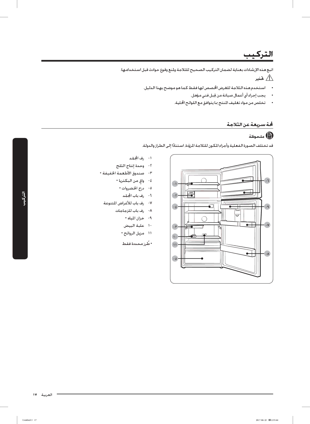 Samsung RT62K7030WW/ZA, RT62K7110SL/SG, RT58K7030WW/ZA, RT62K7050SL/ZA, RT58K7050SL/ZA, RT62K7050BS/ZA manual ﺔﺟﻼﺜﻟا ﻦﻋ ﺔﻌﻳﺮﺳ ﺔﶈ 