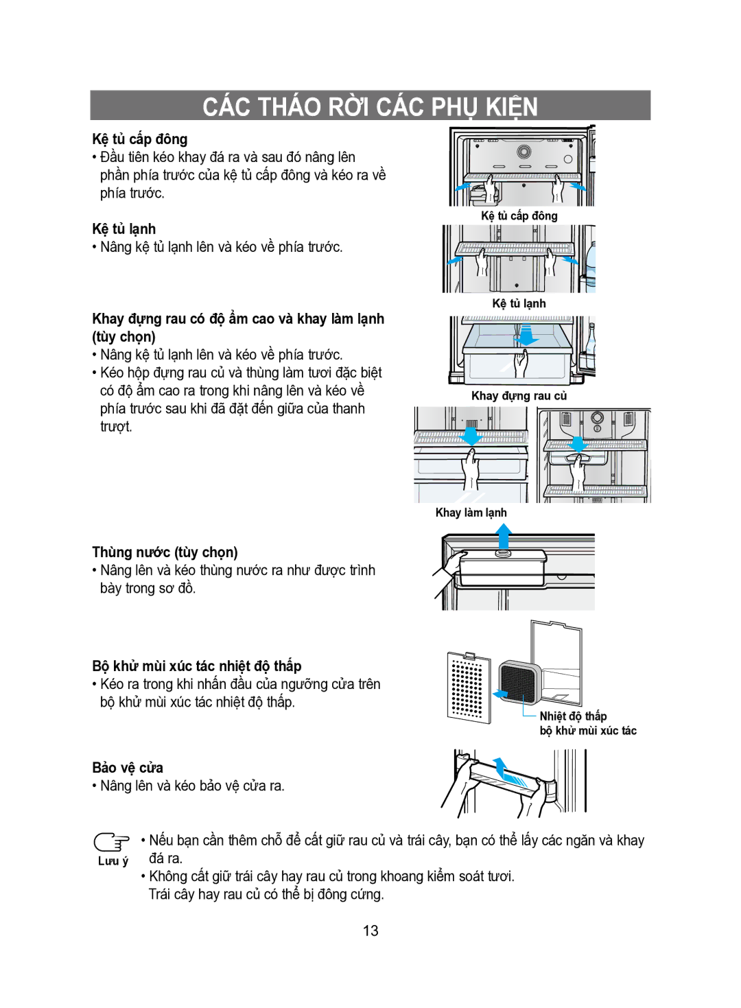 Samsung RT62WASM1/XSV manual CÁC Tháo RỜI CÁC PHỤ Kiện 