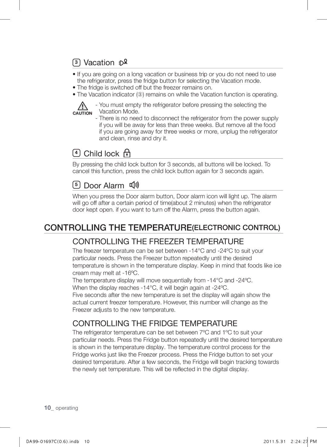 Samsung RT72SBPN1/XSG, RT72BASW1/TAC Controlling the Temperatureelectronic Control, Controlling the Freezer Temperature 