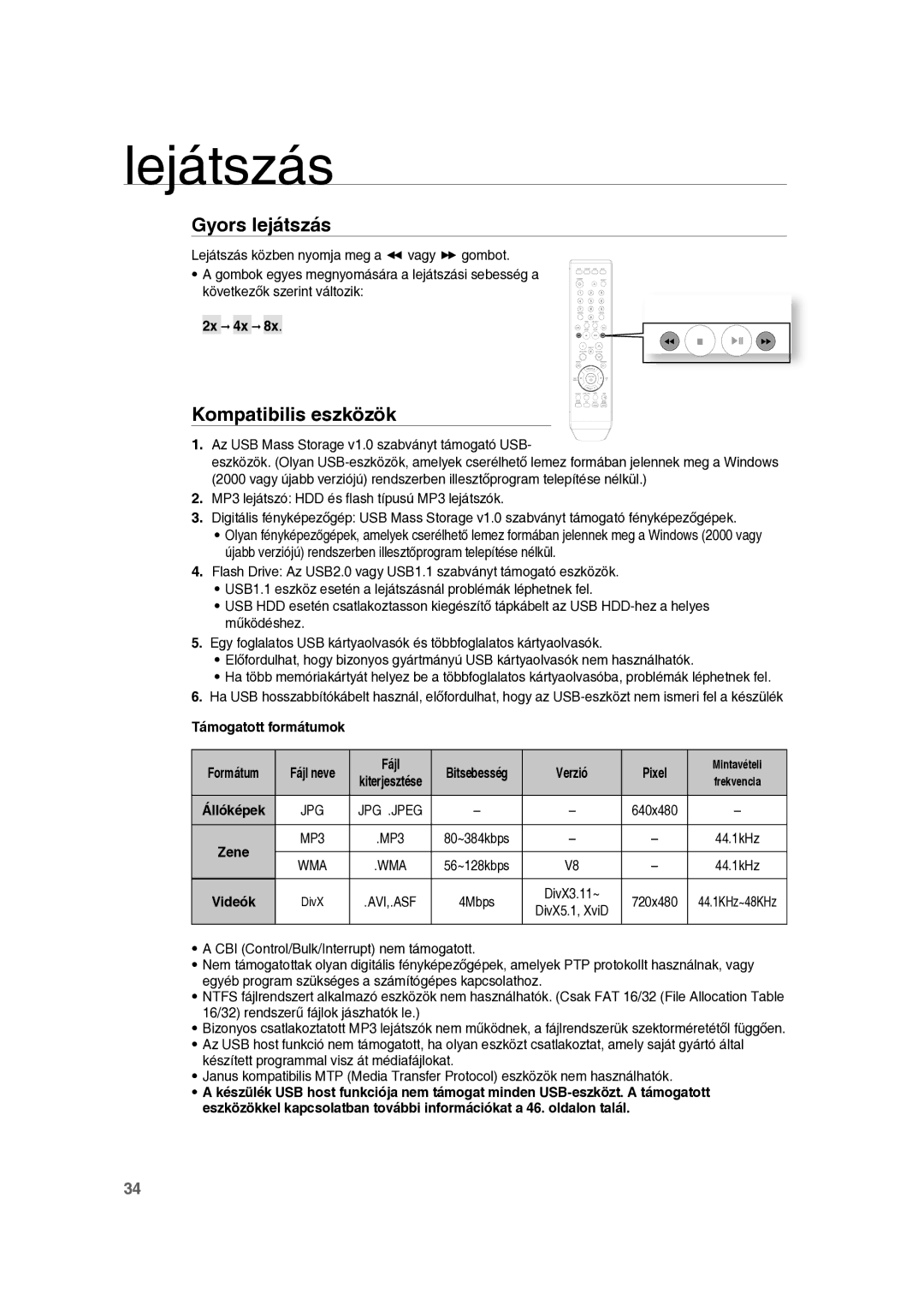 Samsung RTS-E10T/EDC manual Kompatibilis eszközök, Fájl, Verzió Pixel, DivX3.11~ 