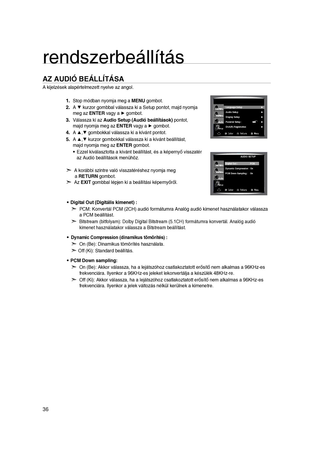 Samsung RTS-E10T/EDC manual AZ Audió Beállítása, Digital Out Digitális kimenet 