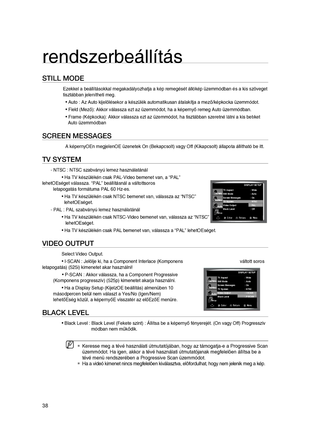 Samsung RTS-E10T/EDC manual Ntsc Ntsc szabványú lemez használatánál, Váltott soros 