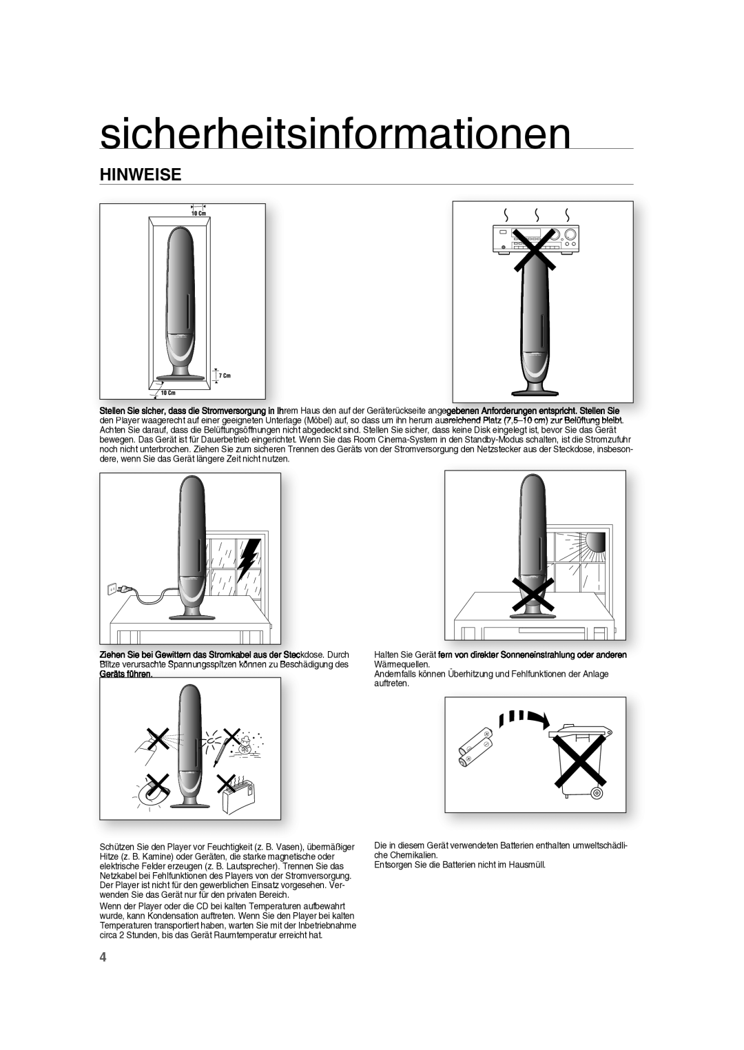 Samsung RTS-E10T/EDC manual Hinweise 