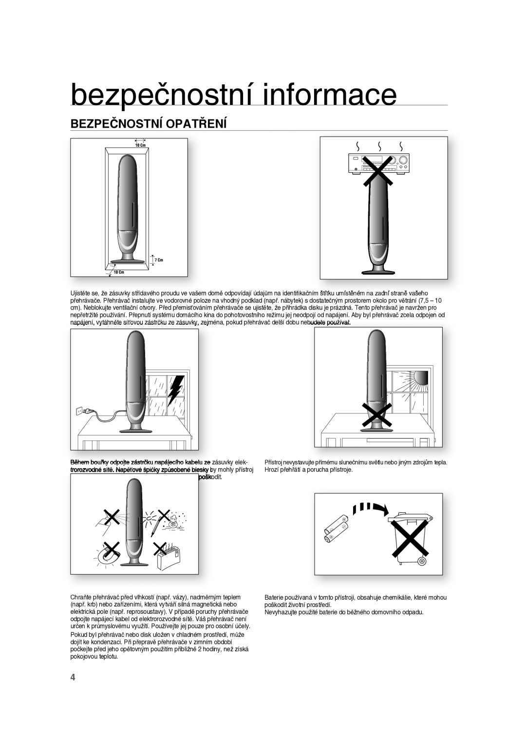 Samsung RTS-E10T/EDC manual Bezpečnostní Opatření 