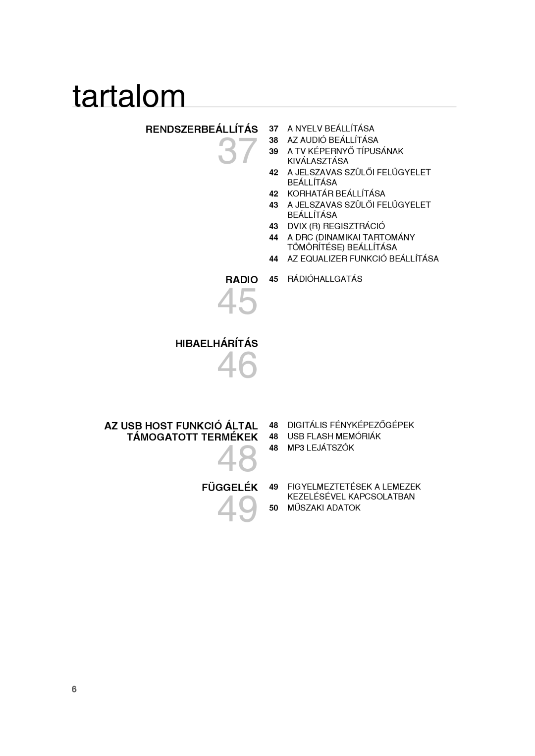 Samsung RTS-HE10T/XEF, RTS-HE10T/EDC, RTS-HE10R/EDC manual 50 Műszaki Adatok 