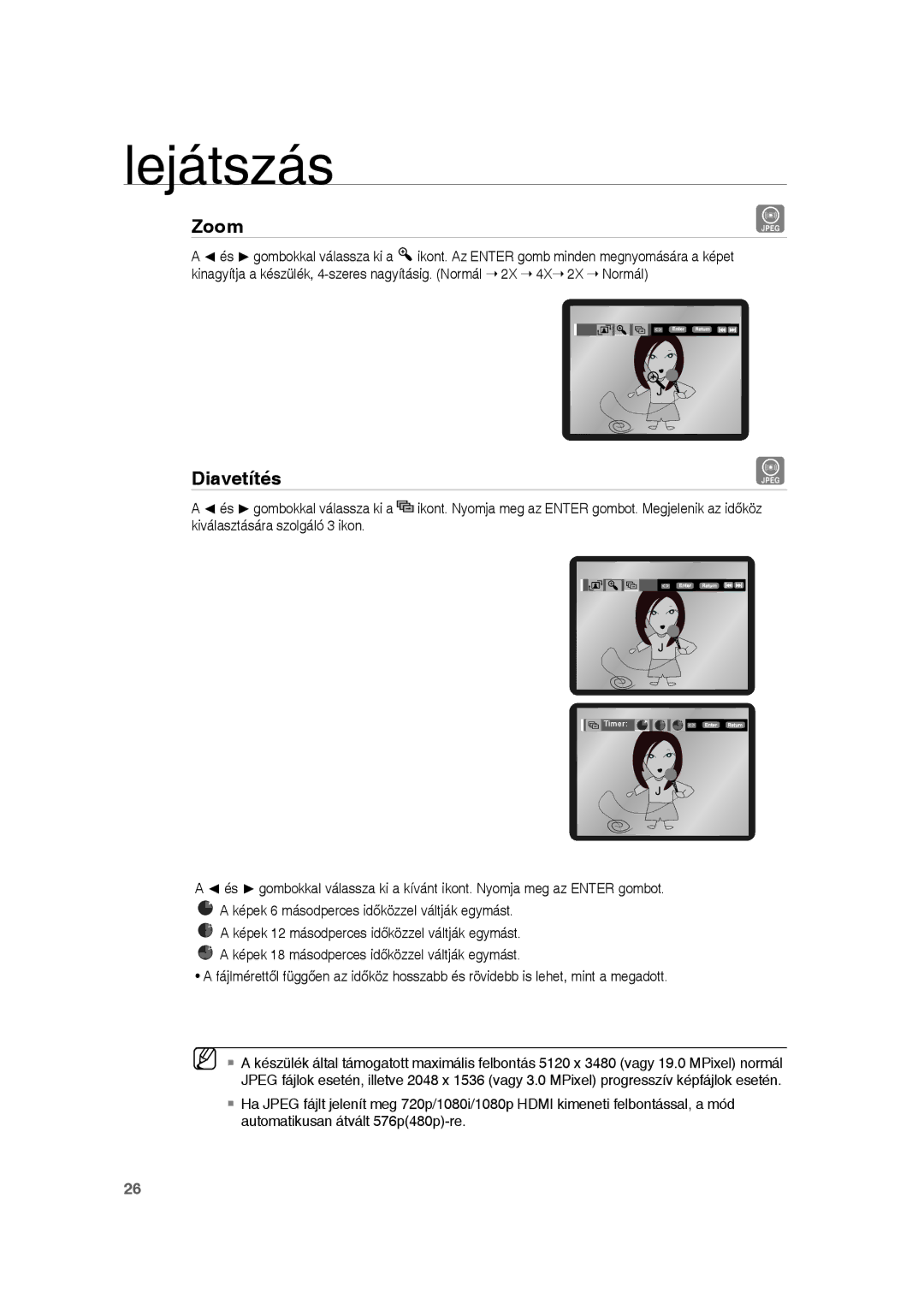 Samsung RTS-HE10R/EDC, RTS-HE10T/EDC, RTS-HE10T/XEF manual Zoom, Diavetítés 