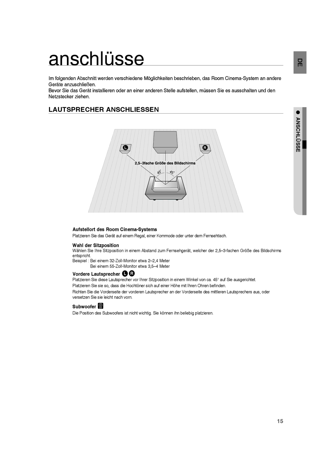 Samsung RTS-HE10T/EDC, RTS-HE10R/EDC, RTS-HE10T/XEF manual Anschlüsse 