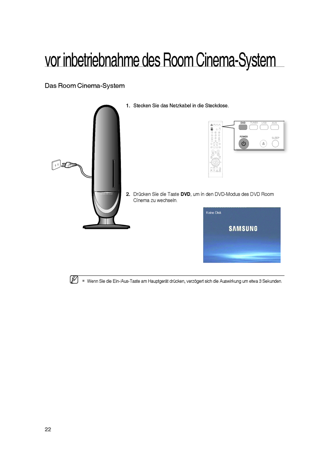 Samsung RTS-HE10R/EDC, RTS-HE10T/EDC, RTS-HE10T/XEF manual Vor inbetriebnahme des Room Cinema-System 