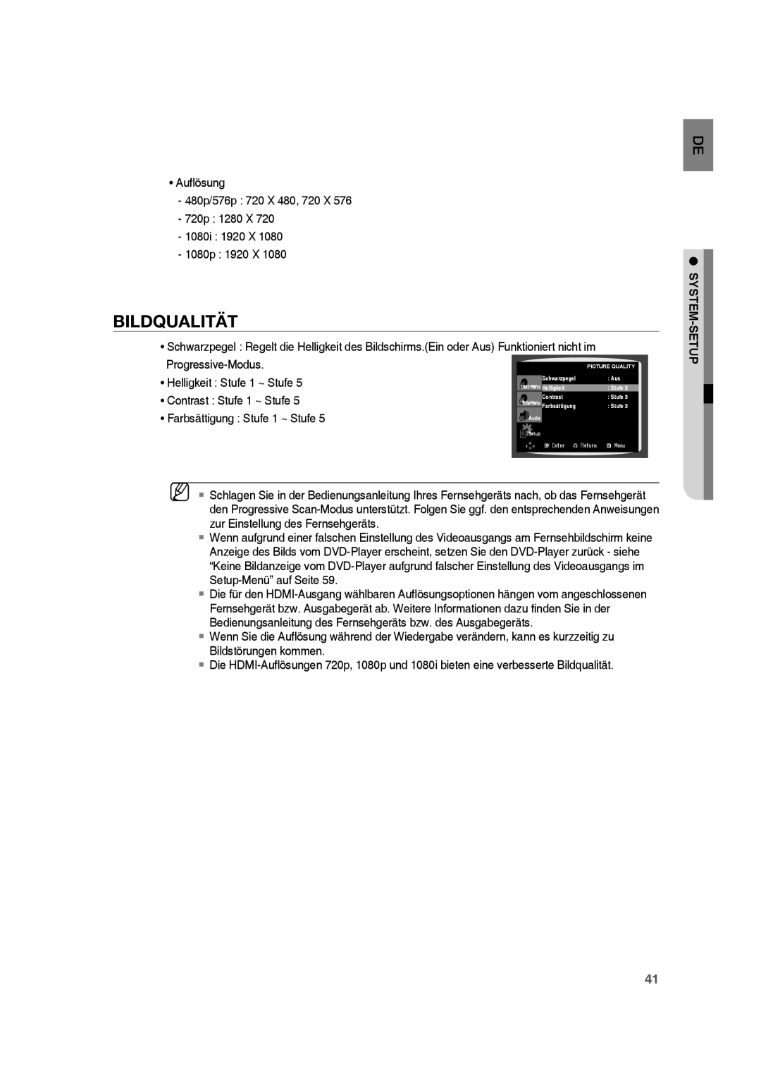 Samsung RTS-HE10T/XEF, RTS-HE10T/EDC, RTS-HE10R/EDC manual Bildqualität 