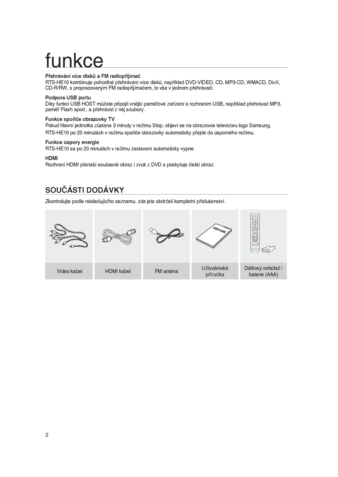 Samsung RTS-HE10T/EDC, RTS-HE10R/EDC, RTS-HE10T/XEF manual Funkce 