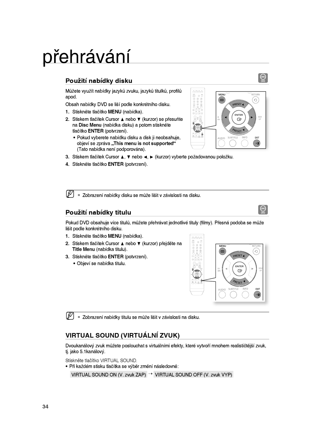 Samsung RTS-HE10T/XEF, RTS-HE10T/EDC, RTS-HE10R/EDC manual Použití nabídky disku, Použití nabídky titulu 