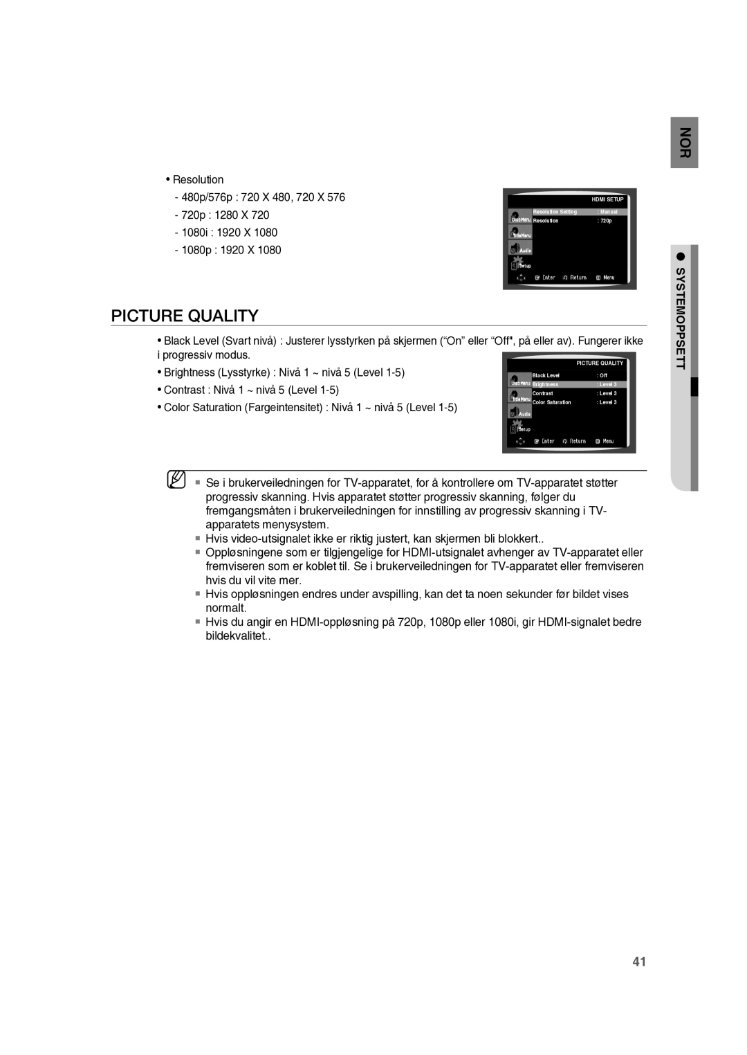 Samsung RTS-HE10T/XEE manual Brightness Lysstyrke Nivå 1 ~ nivå 5 Level 