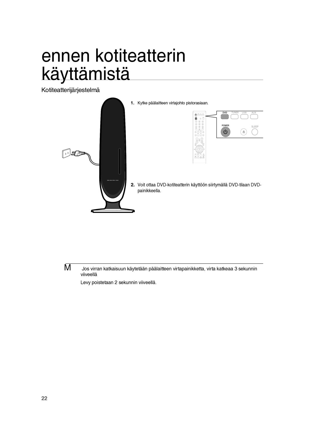 Samsung RTS-HE10T/XEE manual Ennen kotiteatterin käyttämistä 