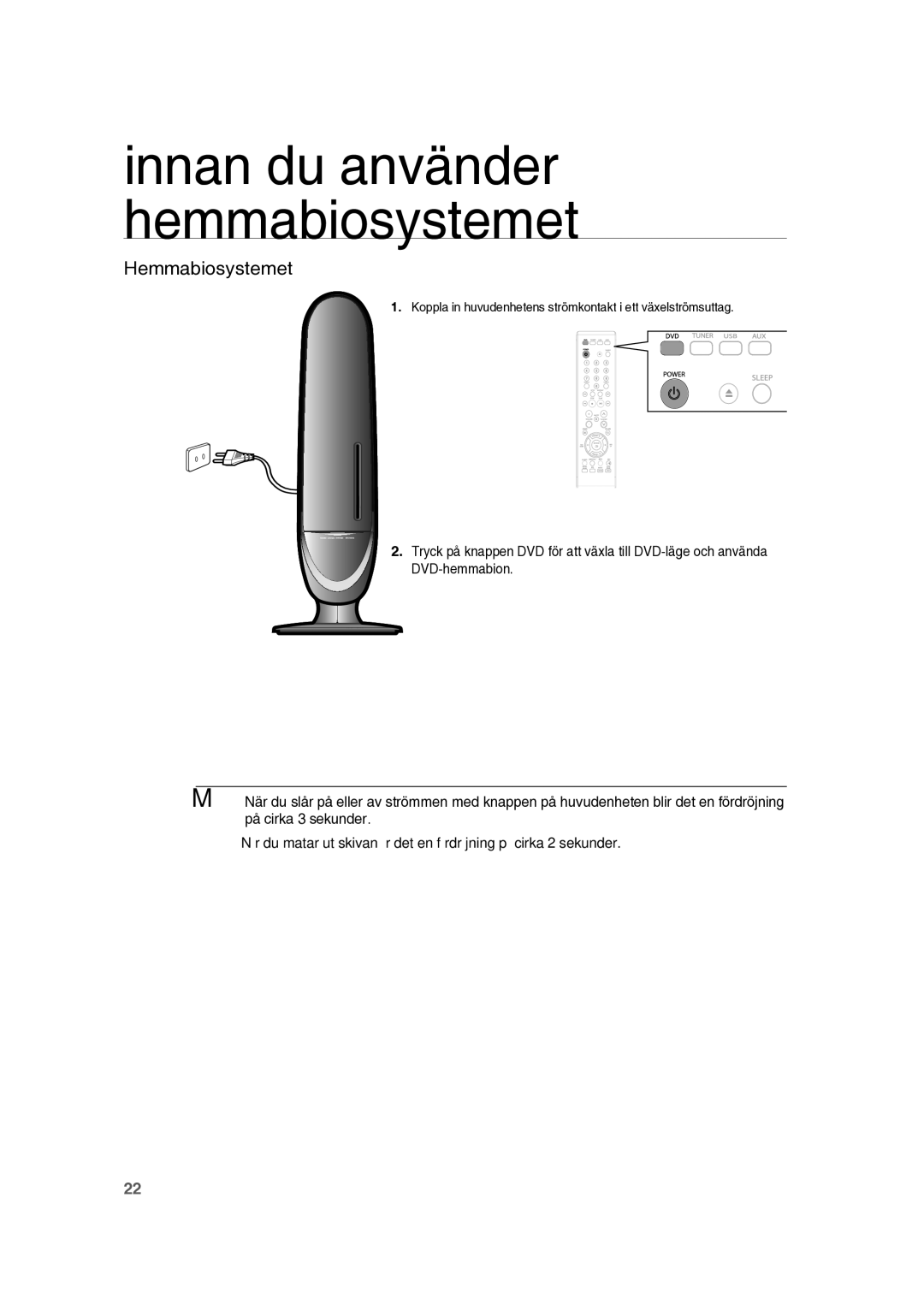 Samsung RTS-HE10T/XEE manual Innan du använder hemmabiosystemet 