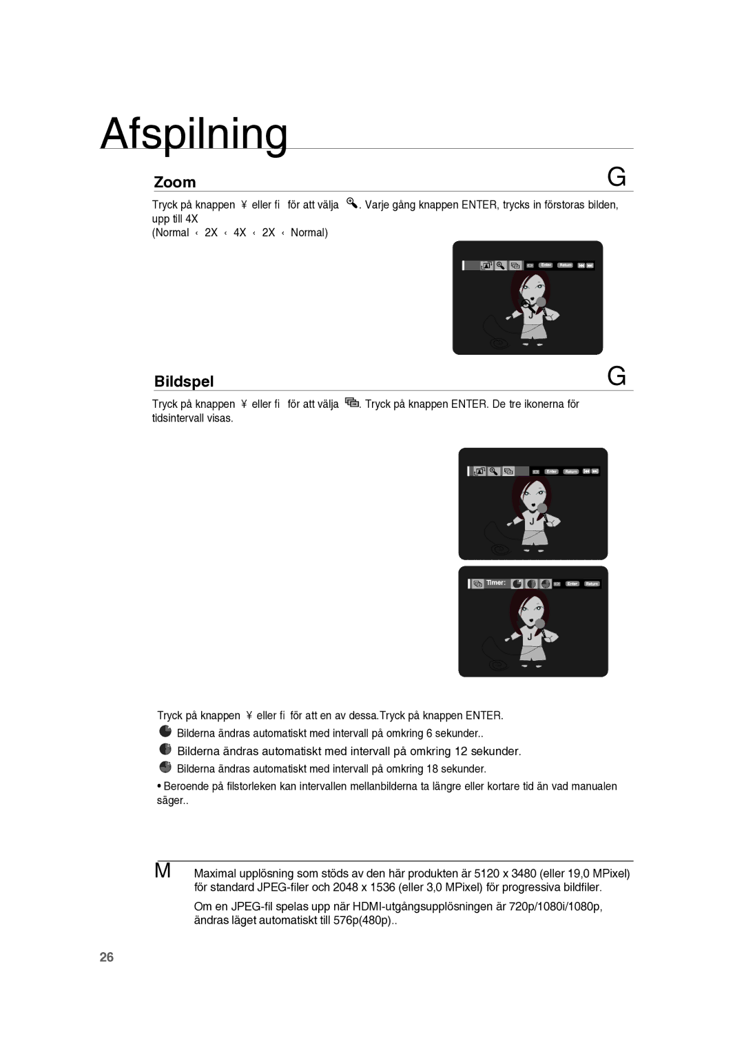 Samsung RTS-HE10T/XEE manual Zoom, Bildspel 