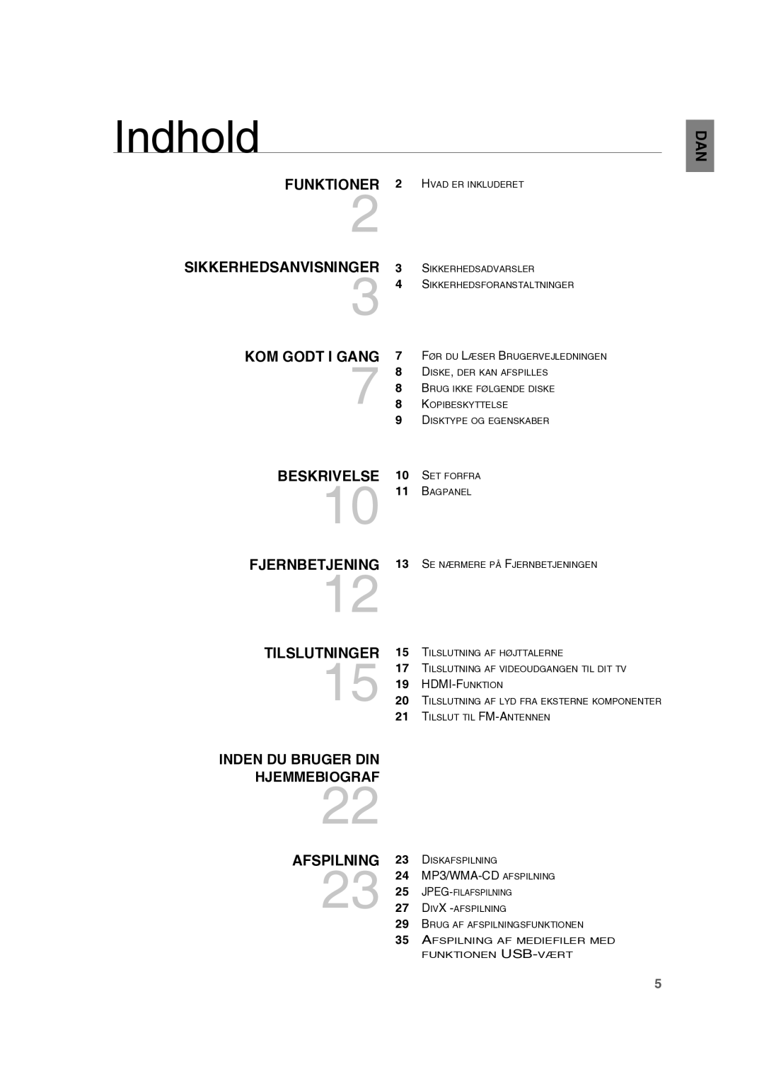 Samsung RTS-HE10T/XEE manual Indhold, KOM Godt I Gang 