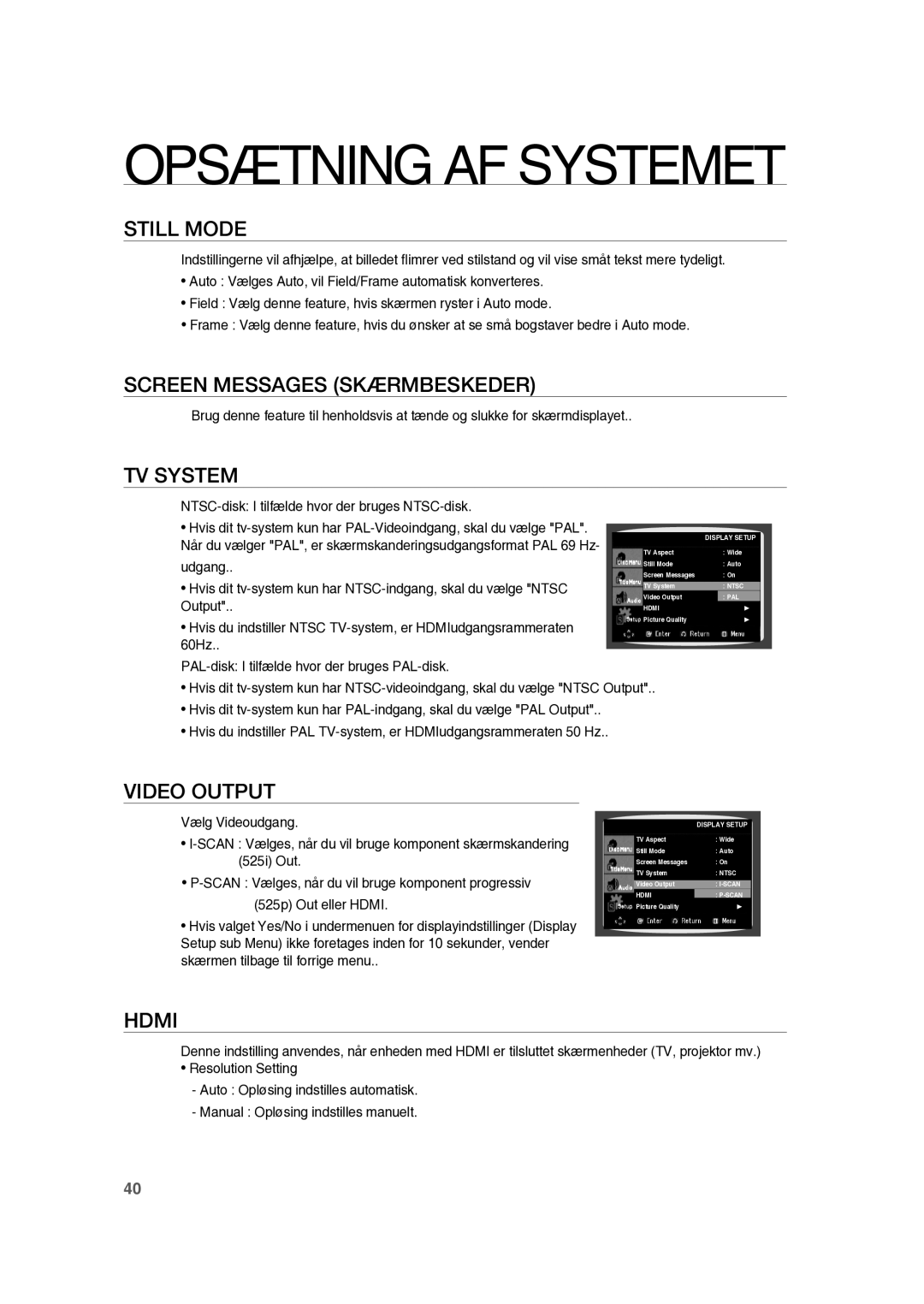 Samsung RTS-HE10T/XEE manual Screen Messages Skærmbeskeder 