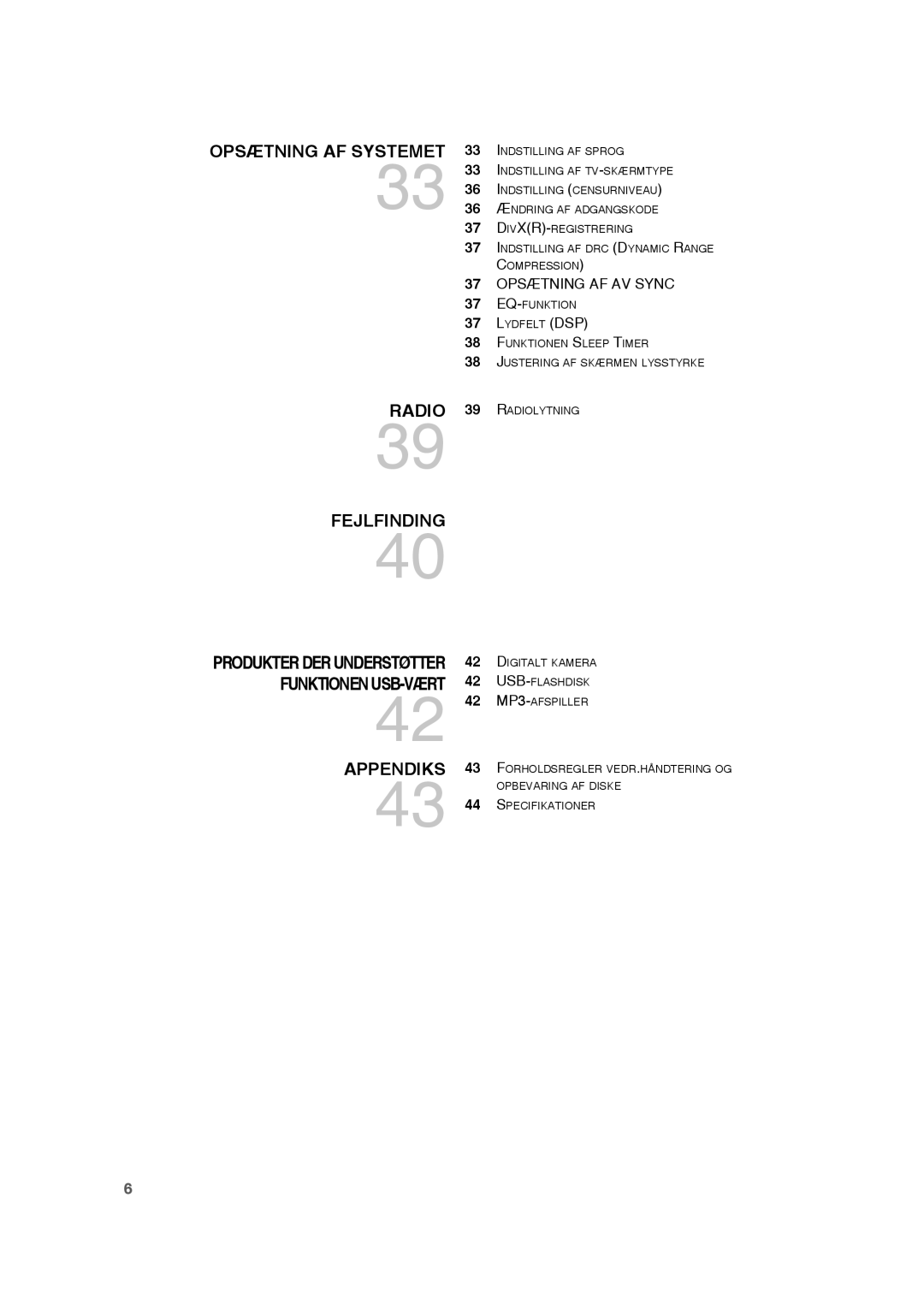 Samsung RTS-HE20T/XEE manual Opsætning AF Systemet Radio Fejlfinding 