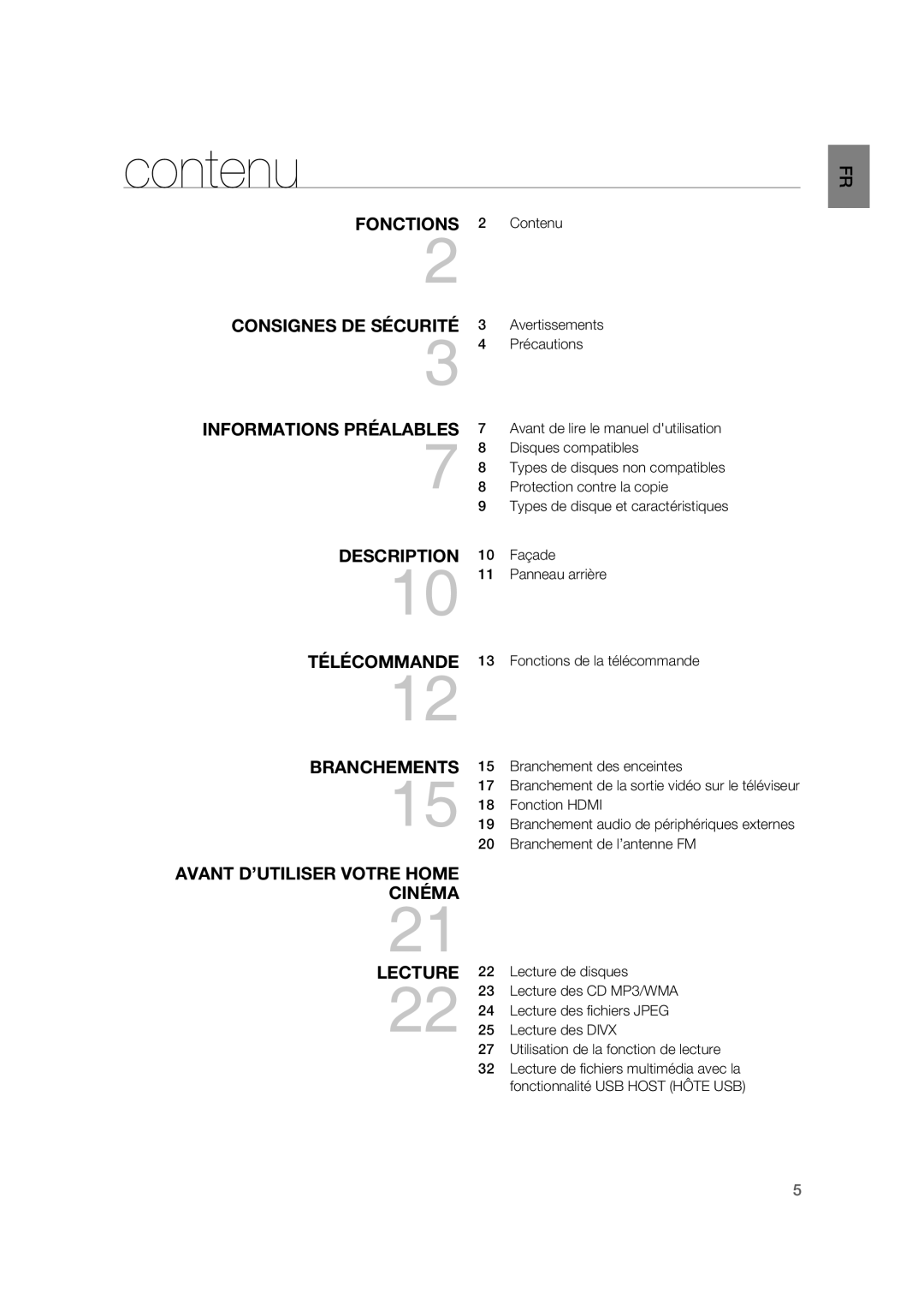 Samsung RTS-HE20T/XEF manual Contenu 