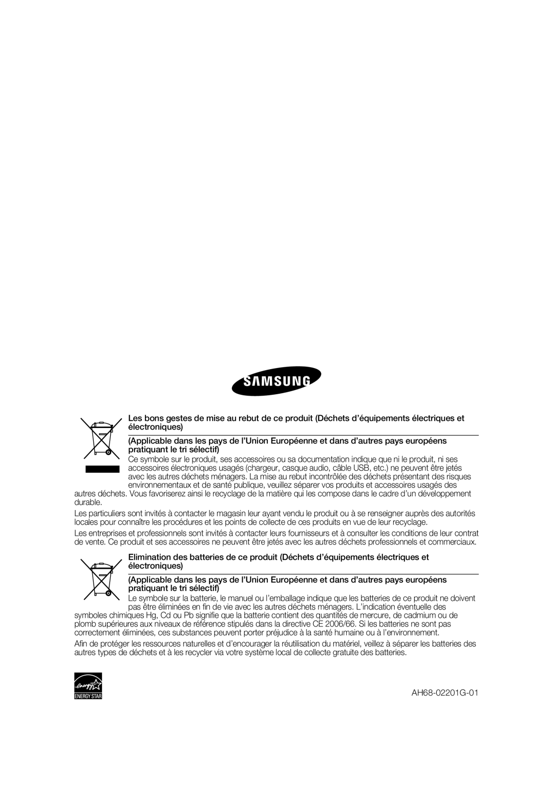 Samsung RTS-HE20T/XEF manual AH68-02201G-01 