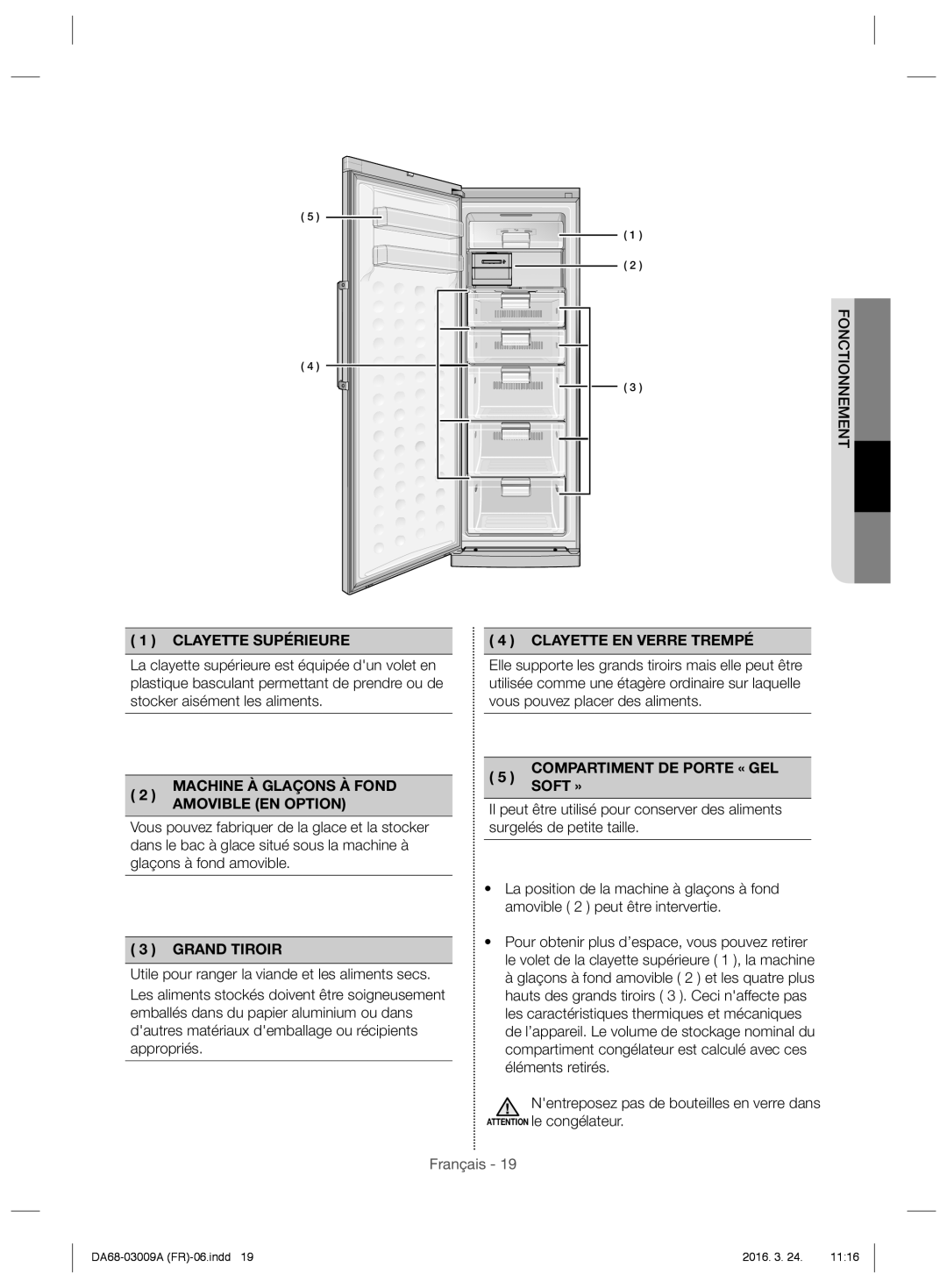 Samsung RZ28H6165SS/EF, RZ28H6000WW/EF, RZ28H6150SS/EF, RZ28H6150WW/EF, RZ28H6000SA/EF, RZ28H61657F/EF Clayette Supérieure 