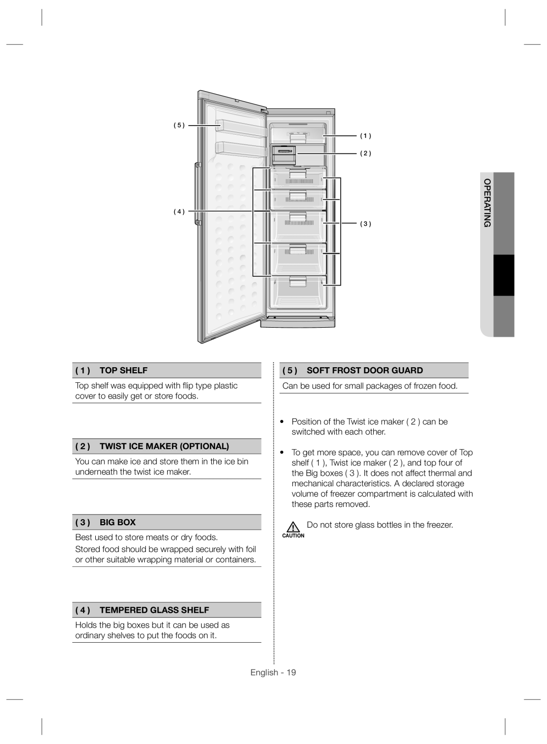 Samsung RZ28H6150SP/MR manual Big Box, Best used to store meats or dry foods, Do not store glass bottles in the freezer 