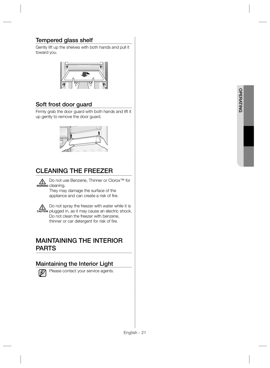 Samsung RZ28H61507F/ZA Cleaning the Freezer, Maintaining the Interior Parts, Tempered glass shelf, Soft frost door guard 