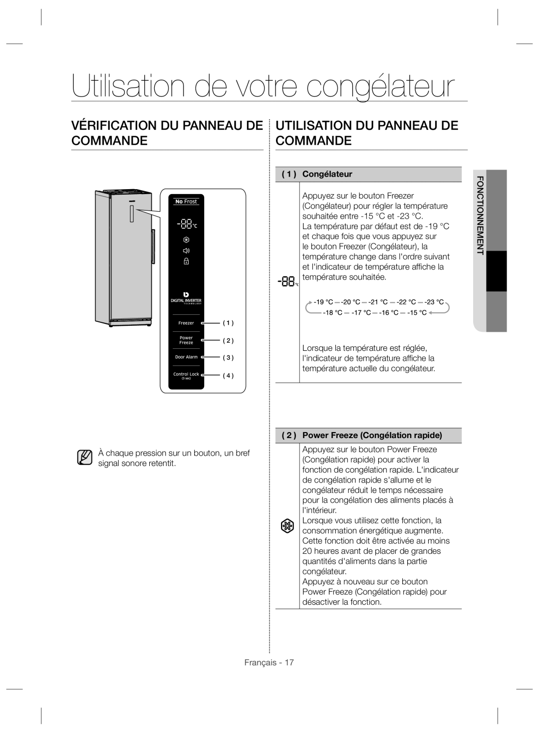 Samsung RZ28H61507F/ZA, RZ28H61507F/LR manual Utilisation de votre congélateur, Congélateur, Power Freeze Congélation rapide 