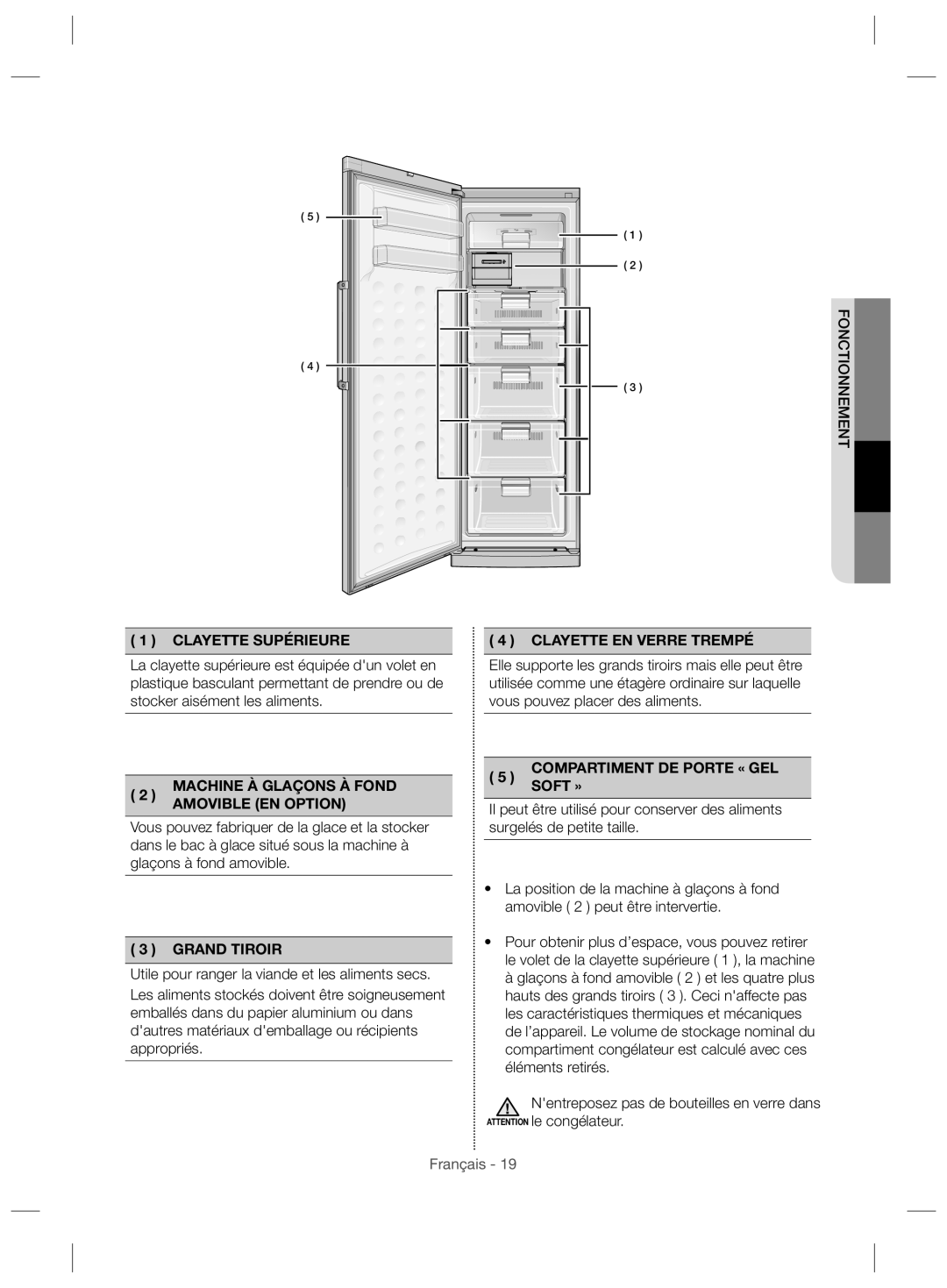 Samsung RZ28H6150WW/SG, RZ28H61507F/LR, RZ28H61507F/ZA, RZ28H6150WW/ZA, RZ28H6150SP/MR manual Clayette Supérieure 