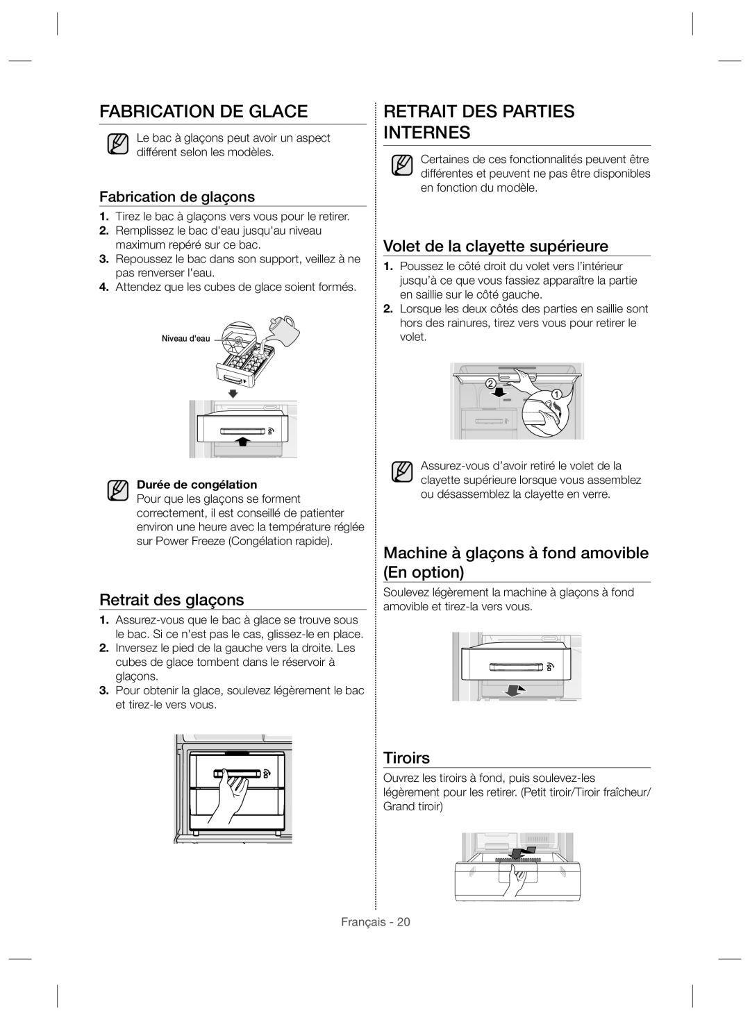 Samsung RZ28H6150SP/MR, RZ28H61507F/LR, RZ28H61507F/ZA, RZ28H6150WW/ZA Fabrication DE Glace, Retrait DES Parties Internes 